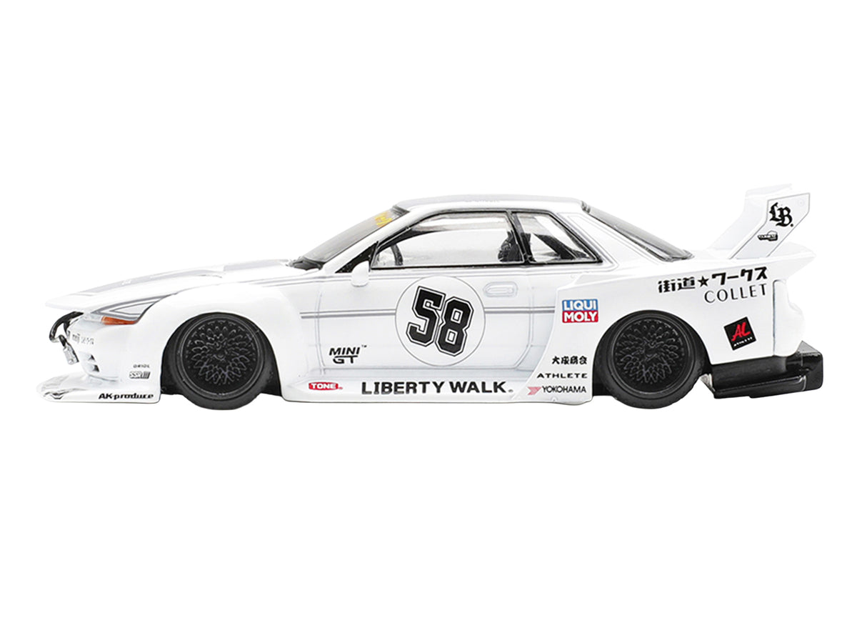Nissan Skyline GT-R (R32) RHD #58 White Gray 1/64 Diecast Model Car - Mini GT