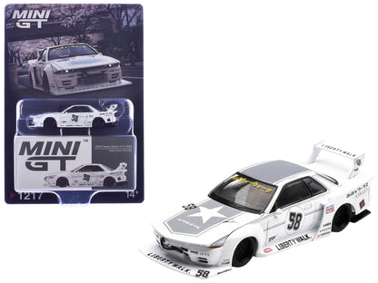 Nissan Skyline GT-R (R32) RHD #58 White Gray 1/64 Diecast Model Car - Mini GT