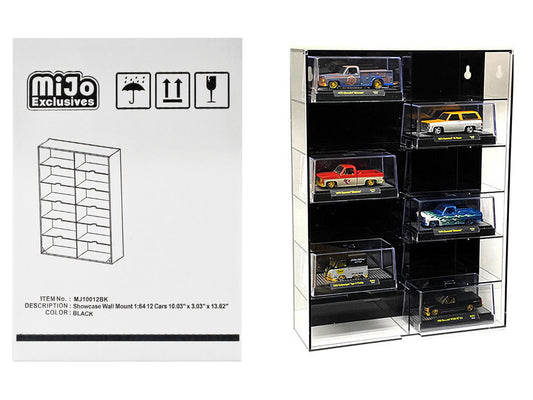 Showcase 12 Car Display Case Wall Mount Back Panel Extra Space Mijo Exclusives