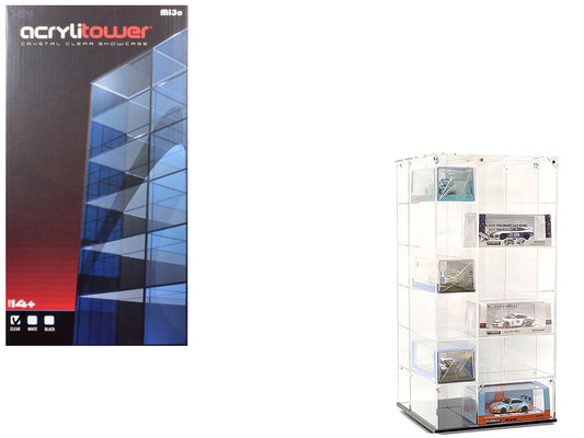 Acrylitower Showcase Large 24 Car Display Desktop Spinner with Cover Clear "Mijo Exclusives" for 1/64 Scale Models T&y