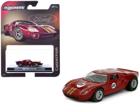 1965 Ford GT40 MK1 #25 Red Metallic with Gold Stripes "Collection" Series 1/64 T&y Diecast Model Car by Majorette