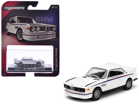 1975 BMW 3.0 CSL White with Red and Blue Stripes "Collection" Series 1/64 T&y Diecast Model Car by Majorette