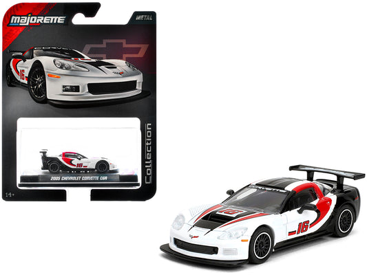 2005 Chevrolet Corvette C6R #16 White with Black and Red Graphics "Collection" Series 1/64 T&y Diecast Model Car by Majorette