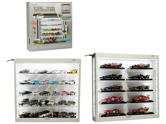 Showcase Wall Mount 5 Tier Display Case White Panel Mijo Exclusives 1/64-1/43