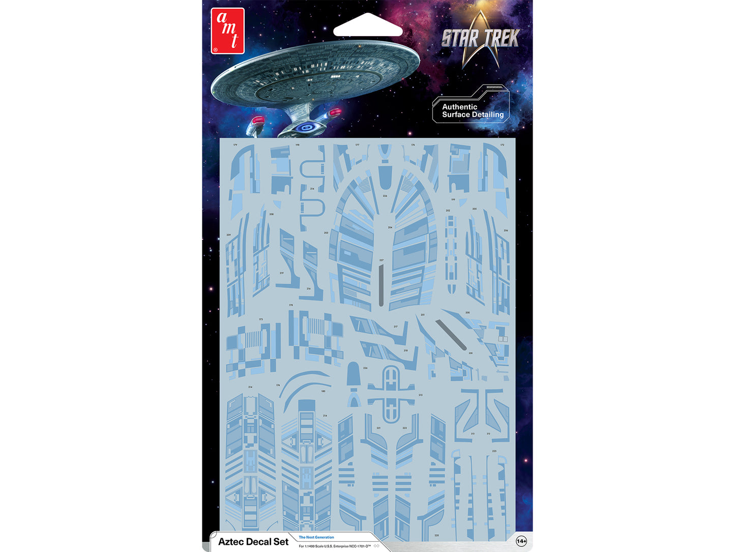 "Star Trek: The Next Generation" U.S.S. Enterprise NCC-1701-D Aztec Decal Set 1/1400 Scale by AMT <h2>"Star AMT</h2> <p>High-quality diecast model car perfect for collectors and enthusiasts. Features