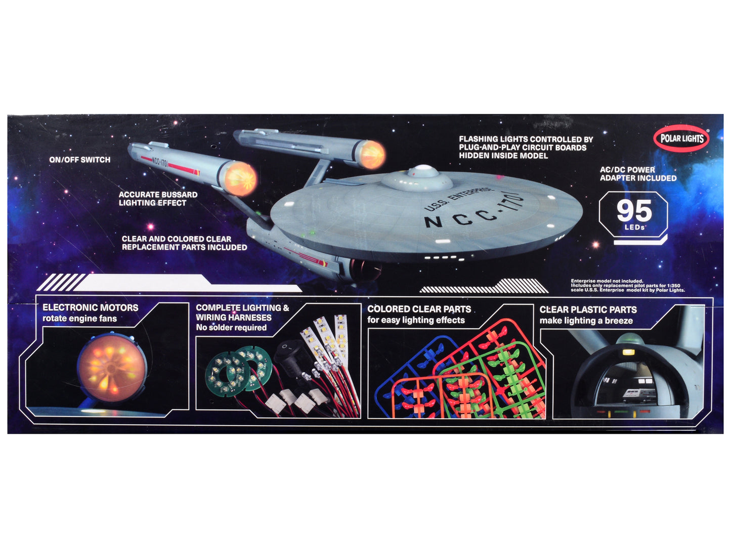 Skill 2 Model Kit Star Trek The Original Series USS Enterprise 60th Anniversary Lighting Set for 1/350 Scale Model by Polar Lights