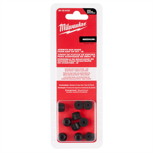 Milwaukee Tool Jobsite Earbuds Foam Ear Tip Kit - M