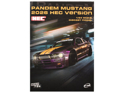 Pandem Mustang "SpeedHunters" Purple Metallic with Yellow Stripes "Hobby Expo China 2026 Event Edition" 1/64 Diecast Model Car by Model Model
