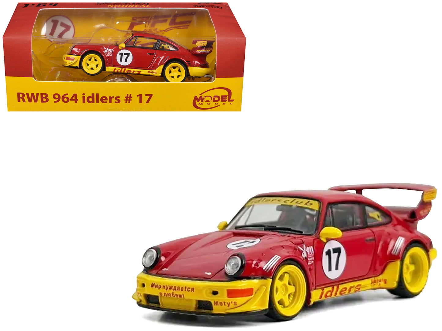 RWB 964 #17 "Idlers Club" Red with Yellow Accents 1/64 T&y Diecast Model Car by Model Model