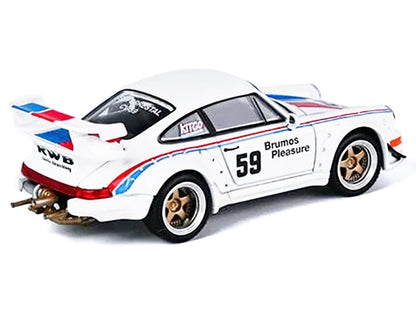 RWB 964 #59 "Brumos Pleasure" White with Red and Blue Stripes "KitGo Base" Series 1/64 Diecast Model Car by Model Model