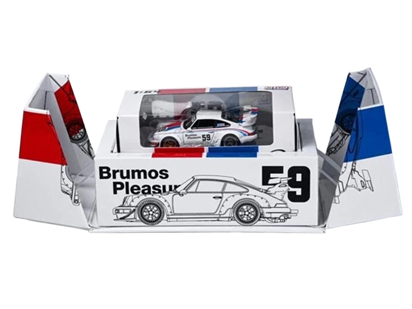 RWB 964 #59 "Brumos Pleasure" White with Red and Blue Stripes "KitGo Base" Series 1/64 Diecast Model Car by Model Model