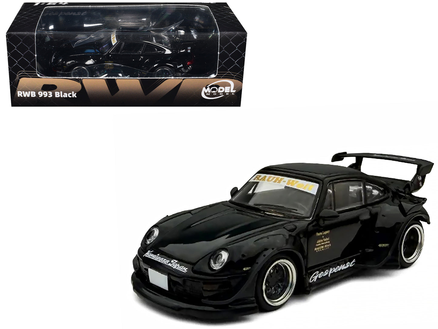 RWB 993 "Gespenst" Black 1/64 T&y Diecast Model Car by Model Model