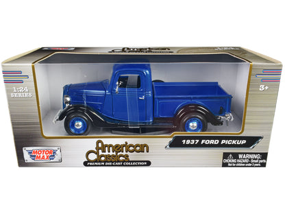 1937 Ford Pickup Truck Blue Metallic and Black "American Classics" 1/24 Diecast Model Car by Motormax <h2>1937 Motormax</h2> <p>High-quality perfect for collectors enthusiasts. Features detailed inter