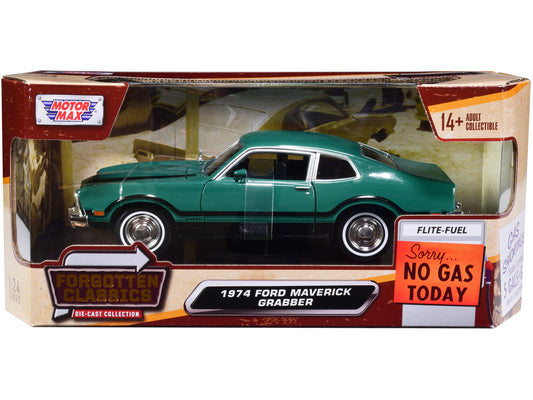 1974 Ford Maverick Grabber Green with Black Stripes "Forgotten Classics" Series 1/24 Diecast Model Car by Motormax <h2>1974 Motormax</h2> <p>High-quality perfect for collectors and enthusiasts. Featur