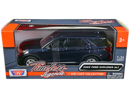 2022 Ford Explorer XLT Dark Blue Metallic "Timeless Legends" Series 1/24 Diecast Model Car by Motormax <h2>2022 Motormax</h2> <p>High-quality perfect for collectors and enthusiasts. Features detailed