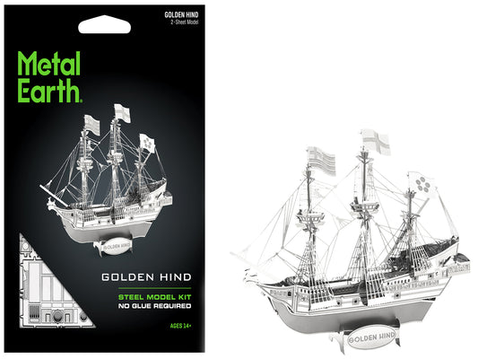 Model Kit Golden Hind Galleon (Moderate Difficulty) Steel Model by Metal Earth T&y