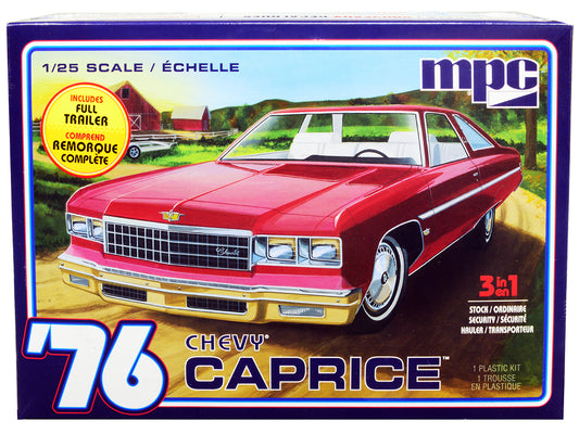 Skill 2 Model Kit 1976 Chevrolet Caprice Trailer 3-in-1 Kit 1/25 Scale Model