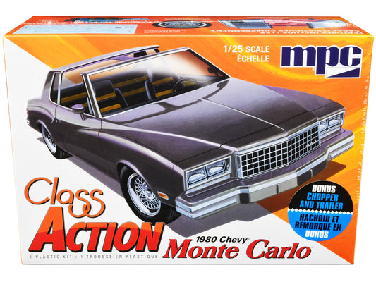 Skill 2 Model Kit 1980 Chevrolet Monte Carlo Class Action Motorcycle Trailer