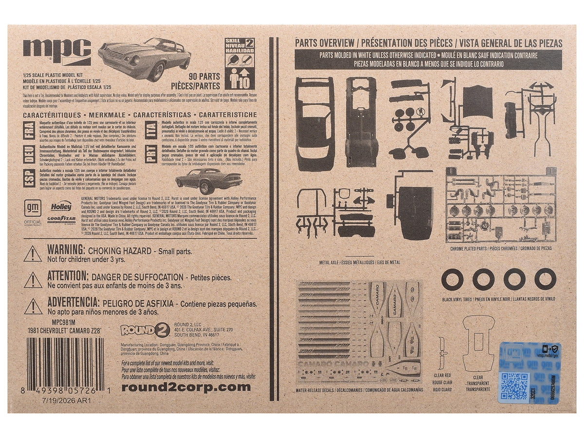 Skill 2 Model Kit 1981 Chevrolet Camaro Z28 1/25 Scale Model by MPC - AMT