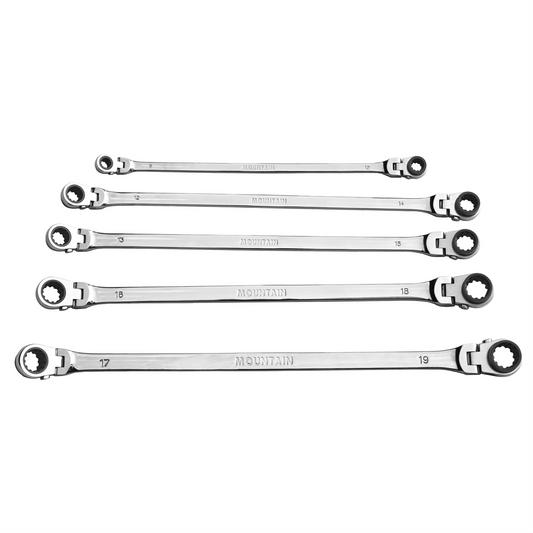 Mountain Ratcheting Wrench Set 5 Piece Metric Double Box Universal Spline