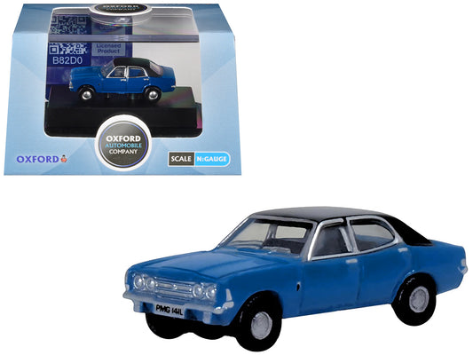 Ford Cortina MKIII RHD (Right Hand Drive) Electric Monza Blue with Black Top 1/148 (N) Scale T&y Diecast Model Car by Oxford T&y Diecast