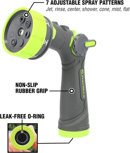 FlexzillaÂ® Heavy Duty 7-Pattern Adjustable Flow Garden Hose Nozzle (Boxed)