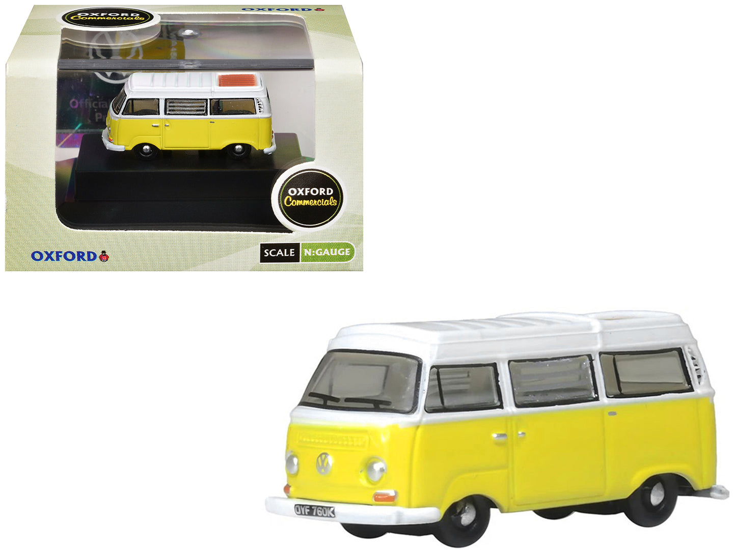Volkswagen T2 Bay Window Camper Van Saturn Yellow and White 1/148 (N) Scale T&y Diecast Model Car by Oxford T&y Diecast