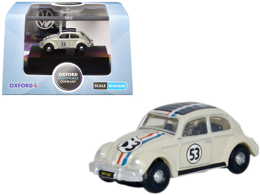 Volkswagen Beetle #53 Beige with Stripes and Black Top 1/148 (N) Scale T&y Diecast Model Car by Oxford T&y Diecast