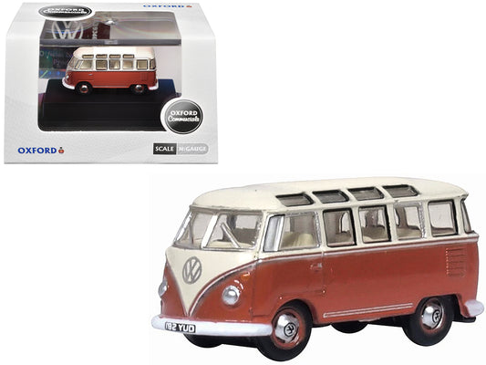 Volkswagen T1 Samba Bus Sealing Wax Red and Gray 1/148 (N) Scale T&y Diecast Model Car by Oxford T&y Diecast