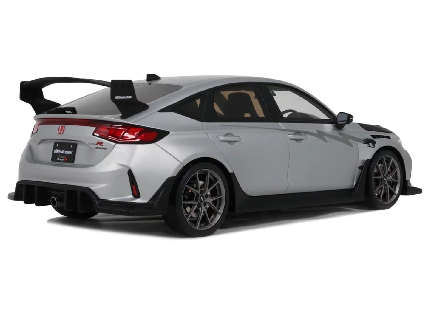 2024 Honda Civic Type R Mugen Group B RHD (Right Hand Drive) Matt Silver Metallic with Black Hood Limited Edition to 999 pieces Worldwide 1/18 Model Car by Otto Mobile