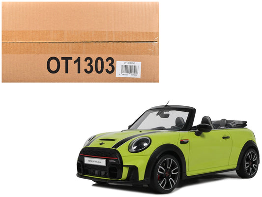 2021 Mini JCW Cabrio Zesty Yellow with Black Stripes 1/18 Model Car by Otto Mobile T&y