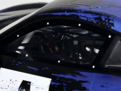 2021 Porsche Cayman 718 GT4 RS Clubsport #4 Black with Blue Graphics Limited Edition to 999 pieces Worldwide 1/18 Model Car by Otto Mobile T&y