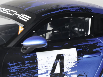 2021 Porsche Cayman 718 GT4 RS Clubsport #4 Black with Blue Graphics Limited Edition to 999 pieces Worldwide 1/18 Model Car by Otto Mobile T&y