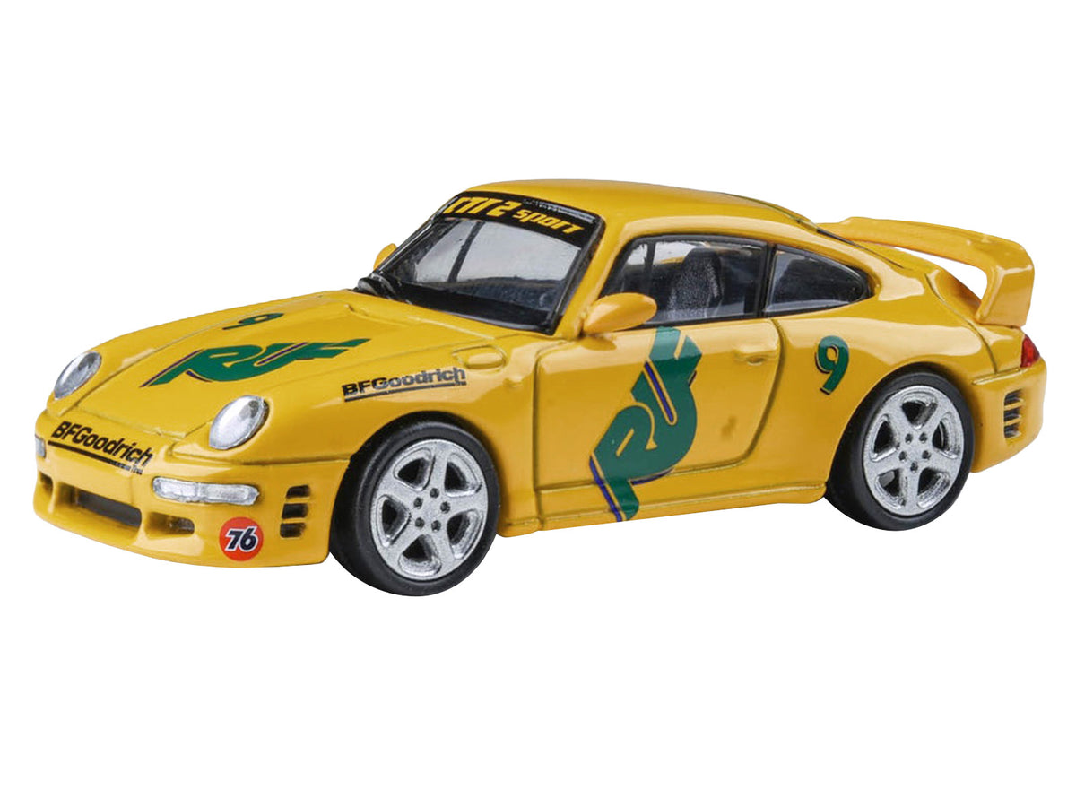 RUF CTR2 #9 Yellow Graphics 1/64 Diecast Model Car - Paragon