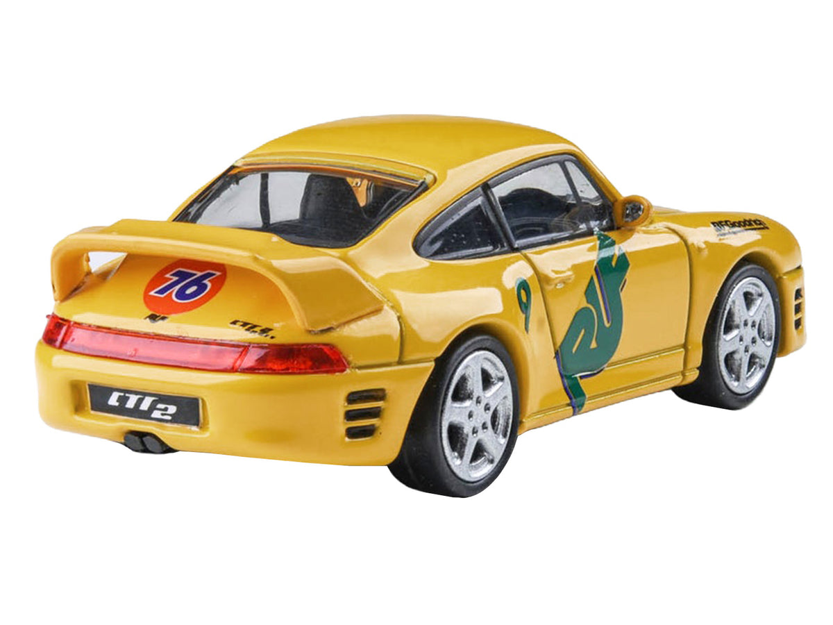 RUF CTR2 #9 Yellow Graphics 1/64 Diecast Model Car - Paragon