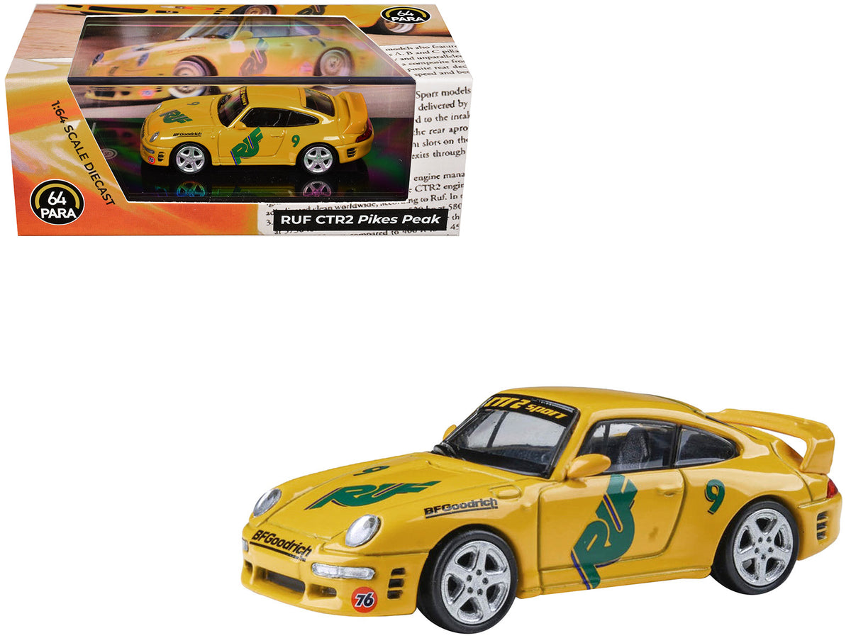 RUF CTR2 #9 Yellow Graphics 1/64 Diecast Model Car - Paragon