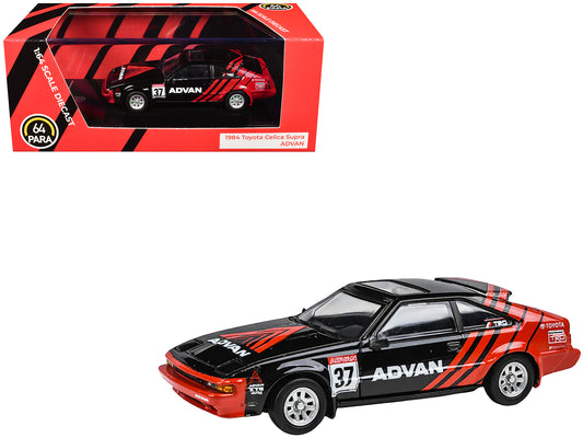 1984 T&yota Celica Supra #37 "ADVAN" Black and Red 1/64 T&y Diecast Model Car by Paragon Models