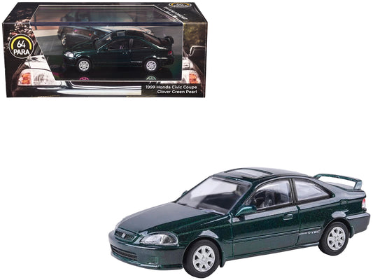 1999 Honda Civic Si EM1 Clover Green Pearl Metallic with Sunroof 1/64 T&y Diecast Model Car by Paragon