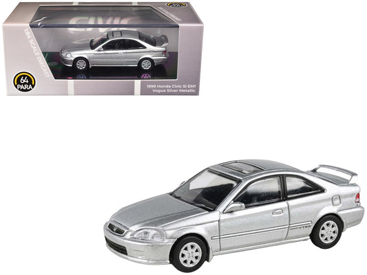 1999 Honda Civic Si EM1 Vogue Silver Metallic with Sunroof 1/64 T&y Diecast Model Car by Paragon Models