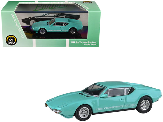 1972 De Tomaso Pantera Verde Aqua 1/64 T&y Diecast Model Car by Paragon Models