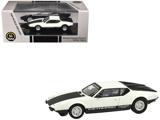 1972 De Tomaso Pantera White and Black 1/64 T&y Diecast Model Car by Paragon Models