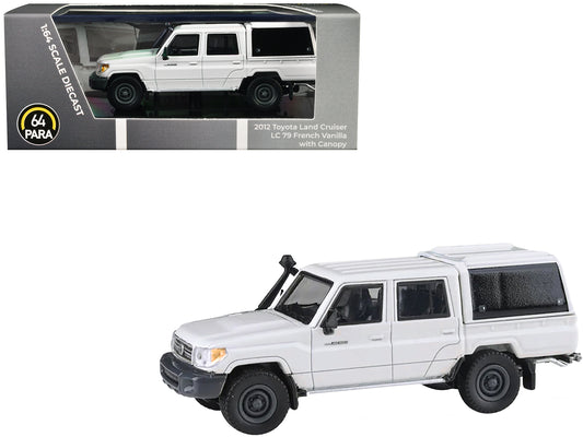 2012 T&yota Land Cruiser LC 79 French Vanilla White with Canopy 1/64 T&y Diecast Model Car by Paragon Models