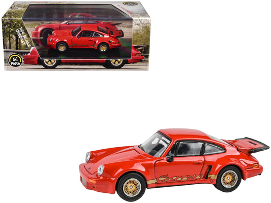 Porsche 911 Carrera RSR 3.0 Guards Red with Gold Stripes and Wheels 1/64 T&y Diecast Model Car by Paragon Models