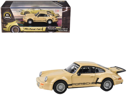 Porsche 911 Carrera RSR 3.0 Sahara Beige with Black Stripes 1/64 T&y Diecast Model Car by Paragon