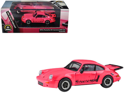 1974 Porsche 911 Carrera RSR 3.0 Fuchsia Black 1/64 Diecast Model Car - Paragon