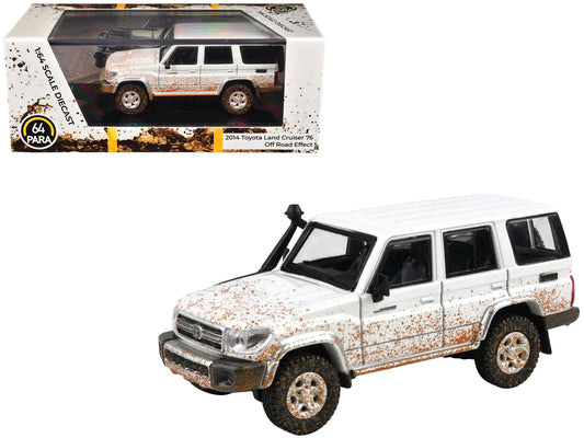 2014 T&yota Land Cruiser 76 White (Dirty Off Road Effect) 1/64 T&y Diecast Model Car by Paragon Models