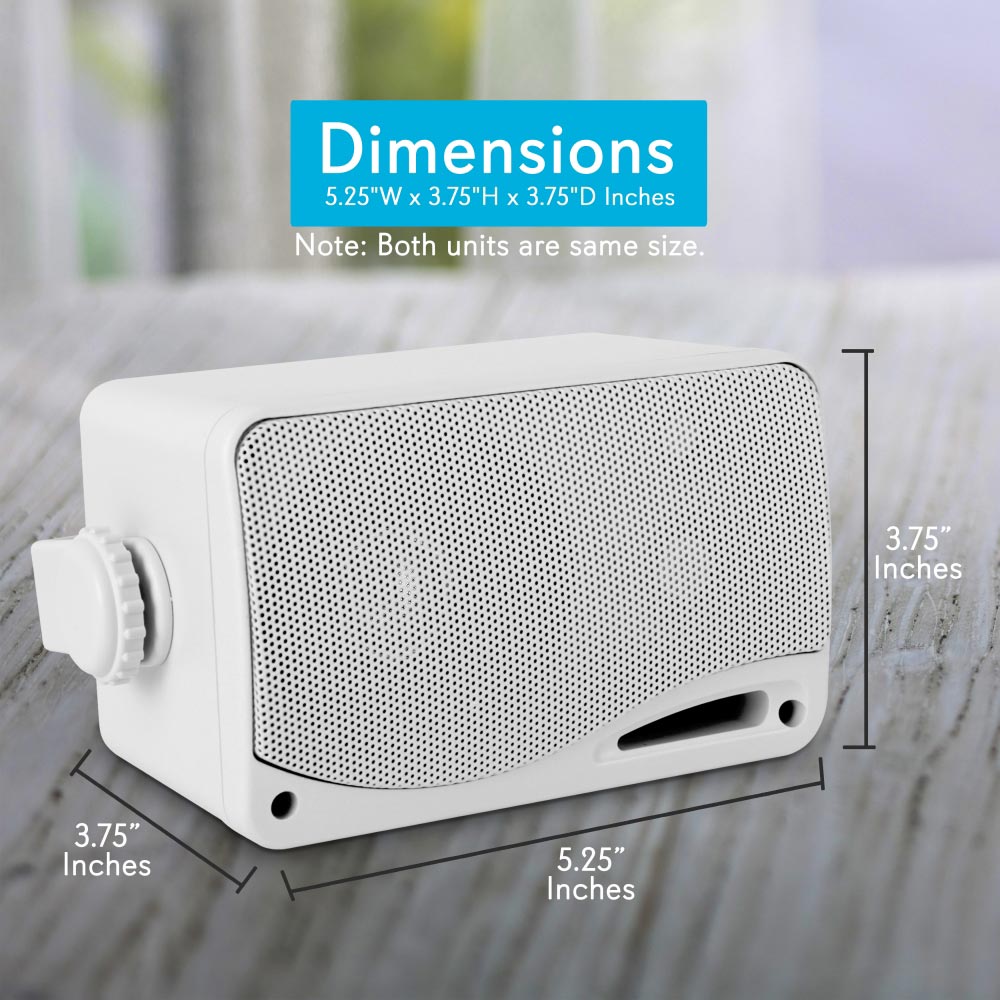 Pyle Marine 3-Way Box Speakers with 3.5” Woofer (White)
