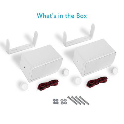 Pyle Marine 3-Way Box Speakers with 3.5” Woofer (White)
