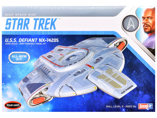 Skill 2 Snap Model Kit USS Defiant NX-74205 Starship "Star Trek: Deep Space Nine" (1993-1999) TV Series 1/1000 Scale Model by Polar Lights T&y