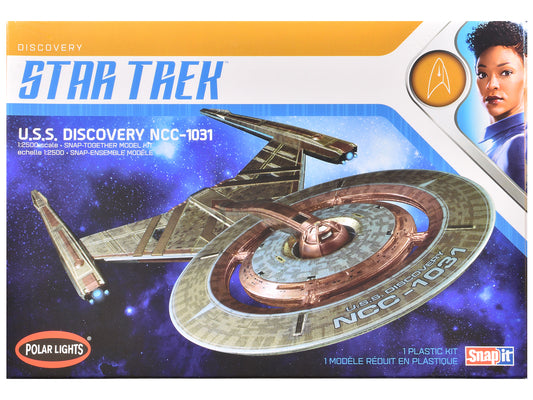 Skill 2 Snap Model Kit U.S.S. Discovery NCC-1031 Spacecraft "Star Trek: Discovery" (2017-2024) TV Series 1/2500 Scale Model by Polar Lights T&y